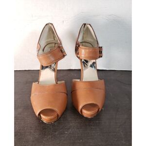 27008  Michael Kors Women's Brown High Heel Peep Toe Sandals Size 8M